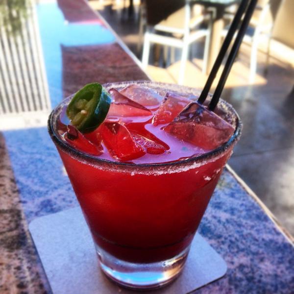 This hibiscus jalapeño margarita with a sugar / salt rim is happening tonight .... And tonight only!