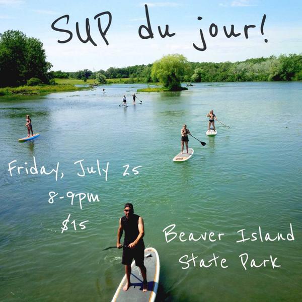 KevKoz44's tweet photo. SUP du jour this Friday @ Beaver Island! Bring your board/kayak/canoe/flotation device out! Beers/food after! http://t.co/VRkAg4ZgYN