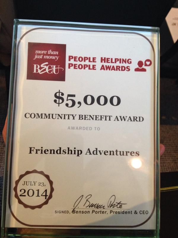 FriendAdventure's tweet image. Big thank you to @BECU for the #CommunityBenefitAward ! #PeopleHelpingPeopleAwards