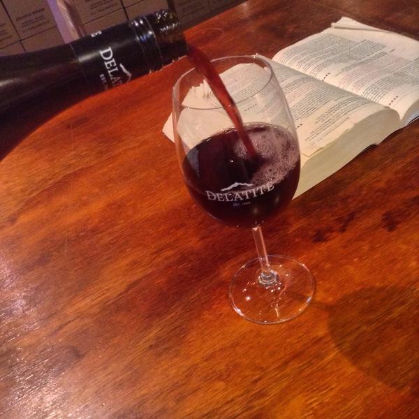 DelatiteWines's tweet photo. Miserable weather, pouring ourselves a glass of our new 2012 #PinotNoir seems just about perfect right now! http://t.co/7bXdYSoBEv