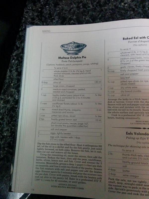 natashenka's tweet photo. 1 whole dolphin (1 1/2 lb. [3/4 kg]), head and tail removed, cleaned and cut into thick slices

What, you're out? http://t.co/yYXfszlH7U