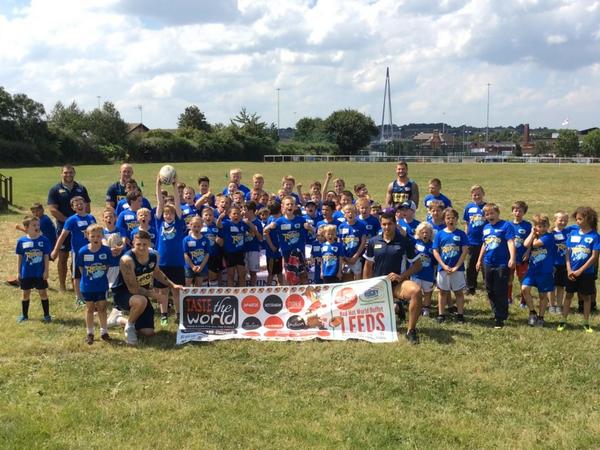Great <a href="/leedsrhinos/">Leeds Rhinos</a> rugby camp here at <a href="/HunsletWarriors/">Hunslet Warriors RL</a> with over 70 kids! <a href="/Ryan5Hall/">Ryan Hall</a> <a href="/Liam_Sutcliffe/">Liam Sutcliffe</a> <a href="/zakhardaker1/">Zak Hardaker</a>