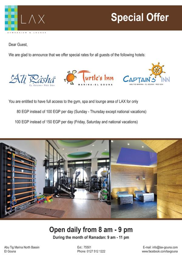 enjoy #special #offer between <a href="/TheCaptainsInn/">Captain's Inn </a> &amp; <a href="/LAXgymLOUnge201/">LAX Gym</a> ,#discount #day #use ,#gouna #Tourismindustry