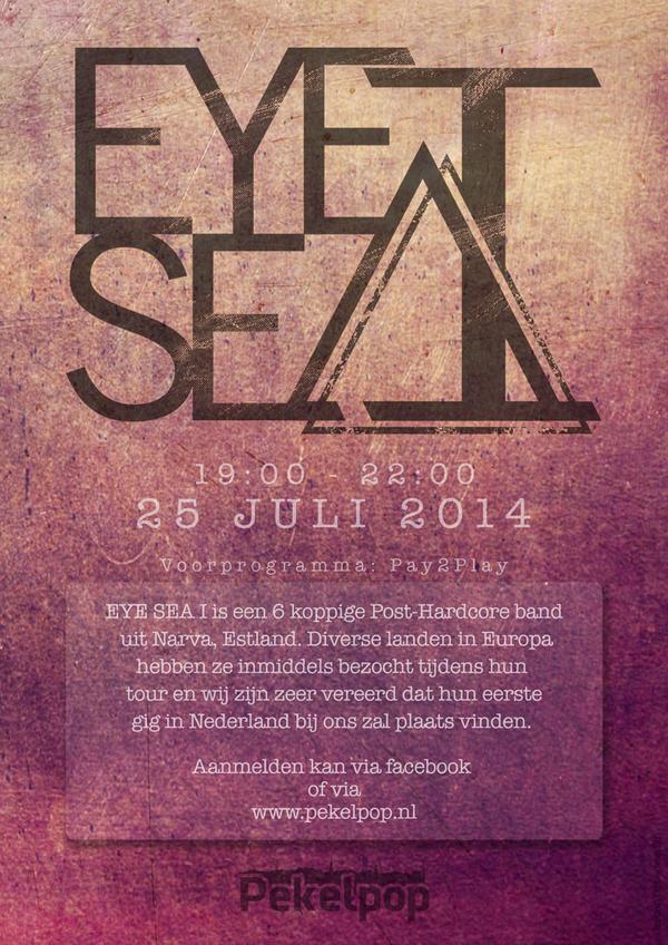 pekelpop's tweet photo. Heb jij je al aangemeld voor het concert van de Estlandse band Eye Sea I? De entree is gratis! http://t.co/1JwLrlZJL8 http://t.co/BSlyiWXU4j