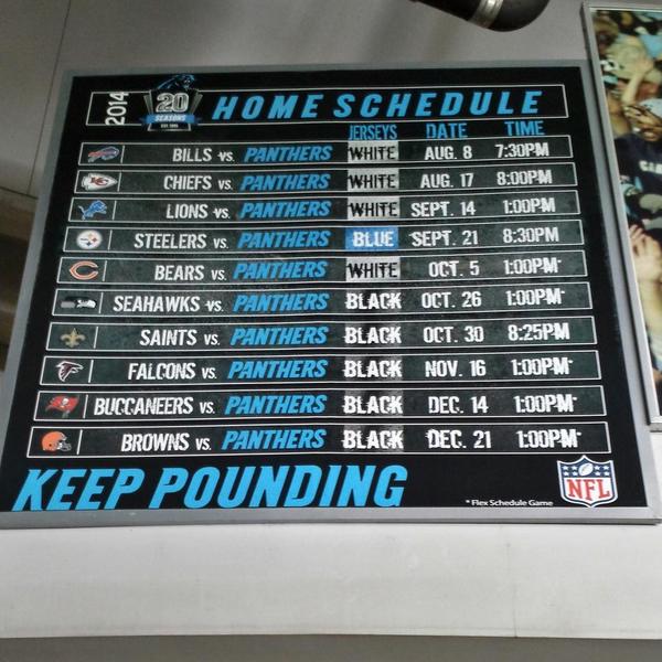 carolina panthers jersey schedule