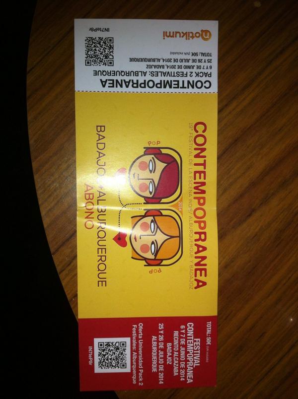 danielgemio's tweet photo. Se vende entrada de contempopranea  pa dos dias 45€ http://t.co/Y93rmLUiHQ