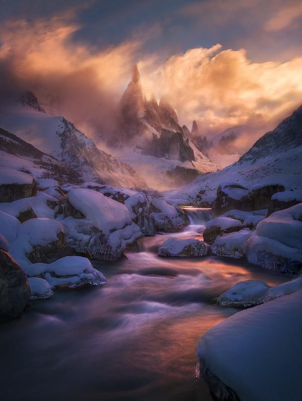 Exploring new worlds is important. We love this PIC of the 'Clouds shroud Cerro Torre' in Argentina, by Marc Adamus.