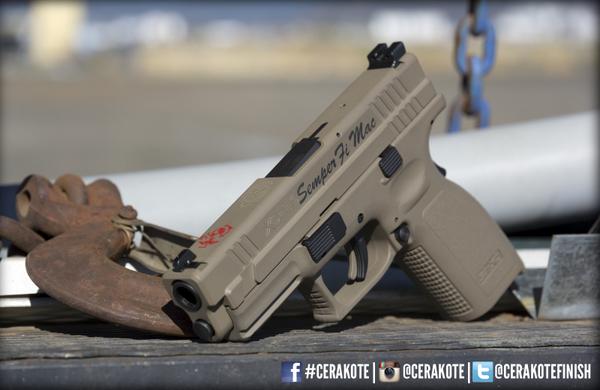 CerakoteFinish's tweet photo. #Cerakote #Springfield #XD40 #handgun with Armor Black and Flat Dark Earth #customcoating #gunpaint #guncoating http://t.co/PXJM6PJdmw