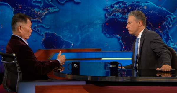 TheDailyShow's tweet photo. "It was a dark chapter of American history." - @GeorgeTakei http://t.co/DNIEfMfjty http://t.co/uicONx8RRj