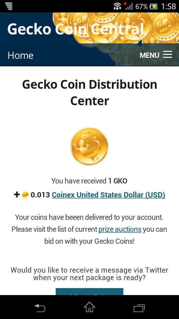 yahgi's tweet image. Gecko Coin Central で Coinex USD IOU も貰えました。