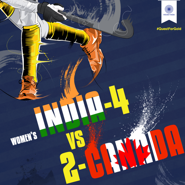 TheHockeyIndia's tweet photo. Indian eves flagged off their #QuestForGold with a super 4-2 victory over Canada. Which goal did you love the most? http://t.co/1KBKX5RdDd