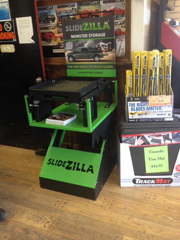 Slide_Zilla's tweet photo. #Madison Auto Trim showing off a #SlideZilla display.  #TruckAccessories #Storage #MonsterStorage #Beast http://t.co/vFGVXvAdhH