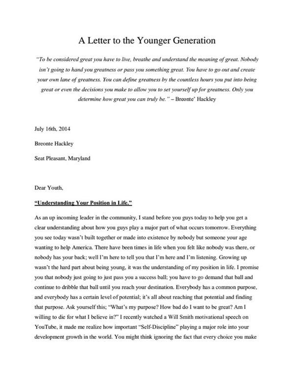 TaeSweizy's tweet photo. Letter to the Younger Generation. (Retweet) http://t.co/WwrNSrzTQE