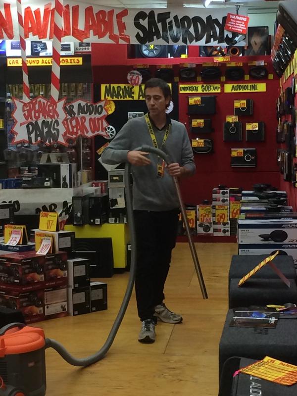 JBBrookvale's tweet photo. Stacy using a Vacuum? This scenario is as crazy as our prices! http://t.co/tAZ1By0BD3