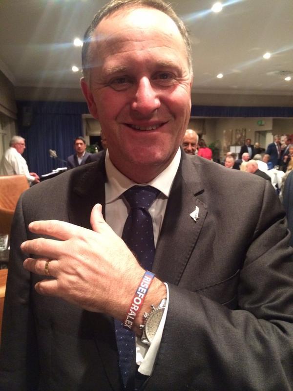 Great to see the PM of NZ <a href="/johnkeypm/">John Key</a> wearing a #RiseForAlex wristband last night ahead of #NRLwarman on Sunday arvo