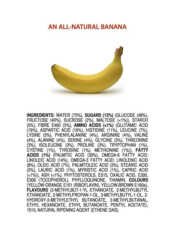 Forbes's tweet photo. 'Natural' products (such as bananas) contain scary-looking ingredients, too: http://t.co/tOu9UM2MZw http://t.co/gyRSdPm4To