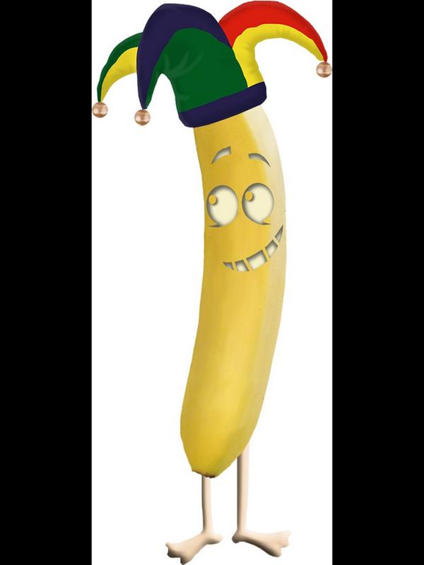 Fruitoria's tweet photo. Banana Split - funny jester, tells jokes, makes the fruit laugh, brings lots of fun to Fruitoria http://t.co/oN2JFJ8df4