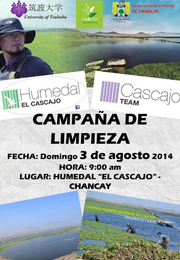 Amigos Todos los invito el 3 d agosto a la Campanha d Limpieza q realizaremos n el Humedal EL CASCAJO. Buenas vibras