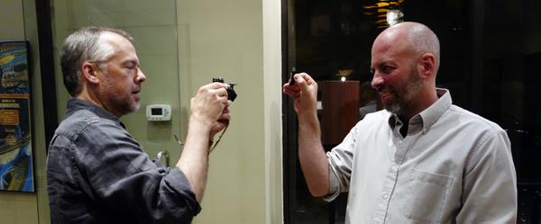 AudiophiliacMan's tweet photo. #Stereophile's Art Dudley, left, and Steven Mishoe, right, at In Living Stereo http://t.co/etofKKxGSX