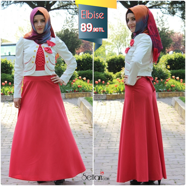 Neşe-Ceketli-Fiyonk Detay Elbise-Beyaz/Mercan-2143 89.90 TL Satın almak için tıklayınız:bit.ly/1mI4BPc