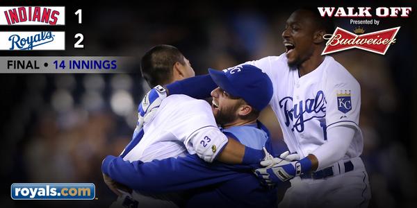 RECAP: Aoki’s 14th-inning knock helps #Royals edge Tribe in pitchers’ duel: atmlb.com/1tIn1oD