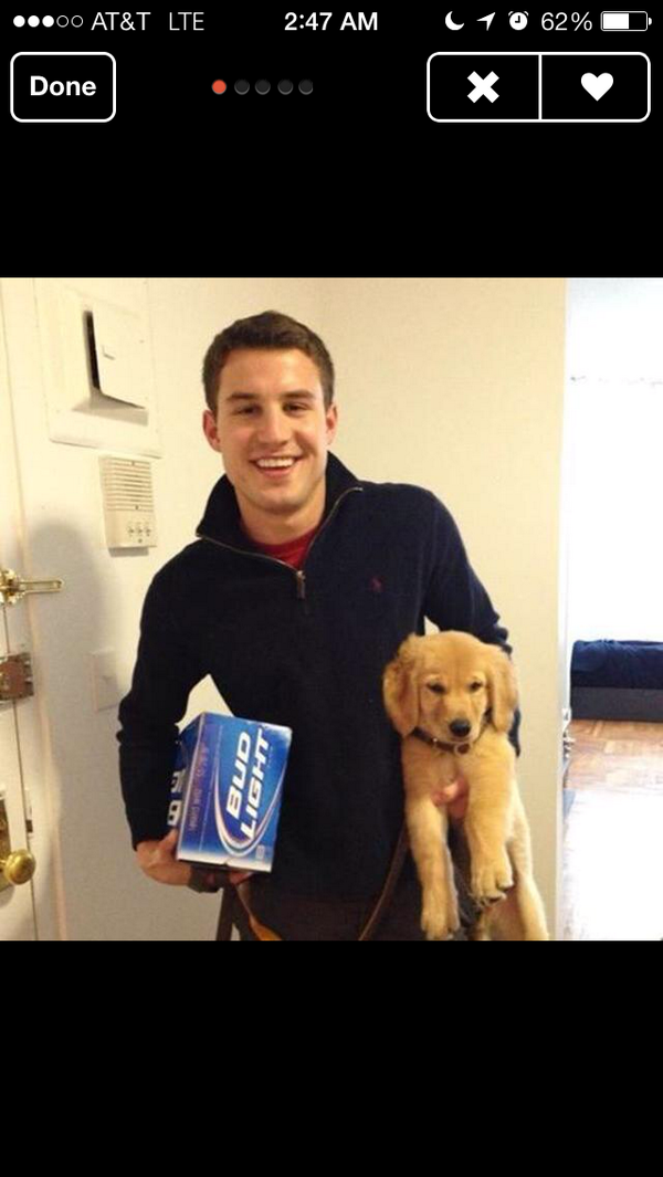 AwkwardTinder's tweet image. Sorry for the lack of posts! Hope we can make it up to u w/ some beer and a puppy. Who doesn't like beer and a puppy?