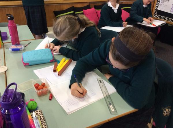 Working hard in #maths to prove 1/2 is bigger than 6/18 using three different methods. #inquiryed