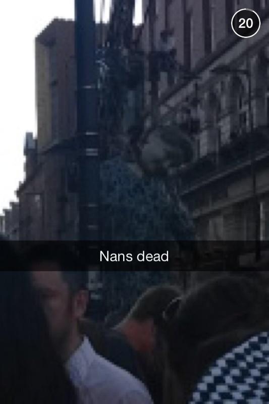 BaaBarLiverpool's tweet photo. Not the best of photos but the nans head has fell off knew she couldn't handle her Dave's #nanprobs #noroastsunday :( http://t.co/sa8hO5v4wn