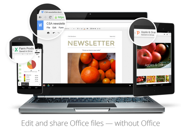 GoogleWorkspace's tweet photo. With Office Compatibility Mode you can edit Office files directly in Docs, Sheets and Slides. http://t.co/qz1oMtskOz http://t.co/drIXlPJWzp