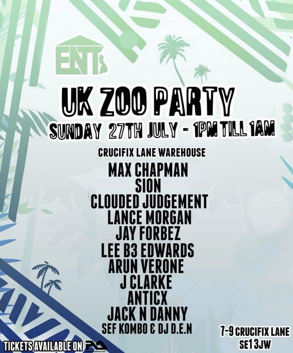 #UKZooParty has moved to #CrucifixLane Warehouse this Sunday from 1pm till 11pm. residentadvisor.net/event.aspx?559…