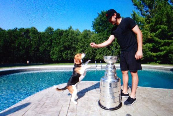 Cup in #ldnont Reggie and I by the pool showing his skills. Can't wait to party my ass off with family and friends