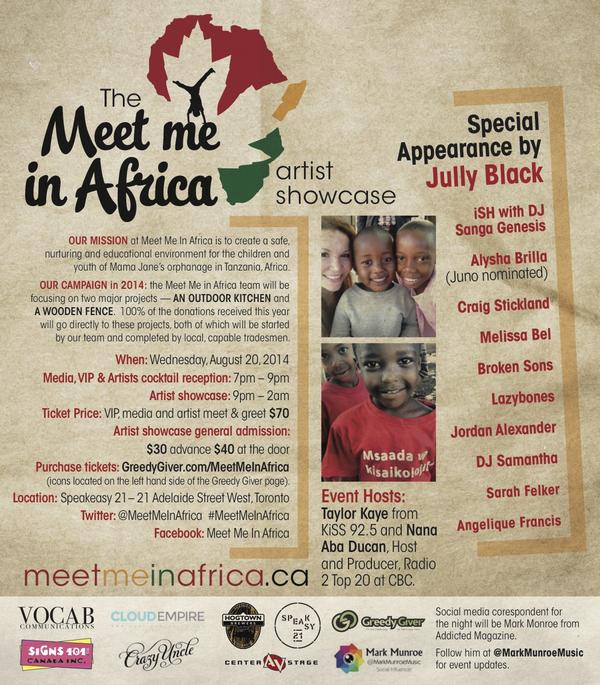 chrissynewton's tweet photo. The day is here! Get your tickets for the @MeetMeInAfrica artists showcase - special guest appearance by @JullyBlack http://t.co/GXSl68hcc4