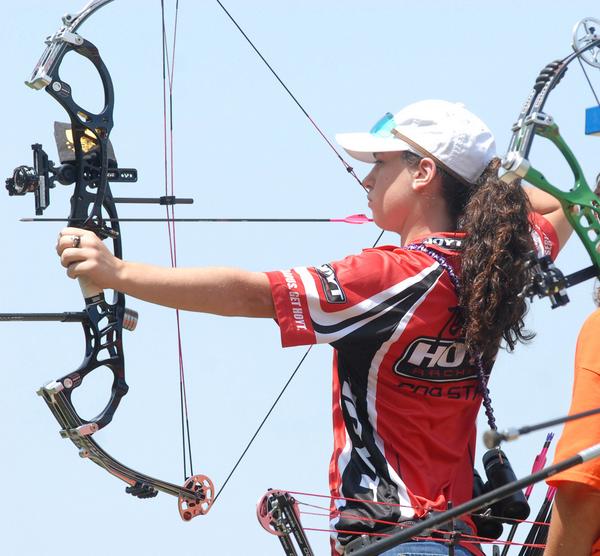 Photo from today at the NFAA Outdoor National Championships in Yankton: <a href="/emilybeeUSA/">Emily Bee</a> aims at a target. Thanks again!