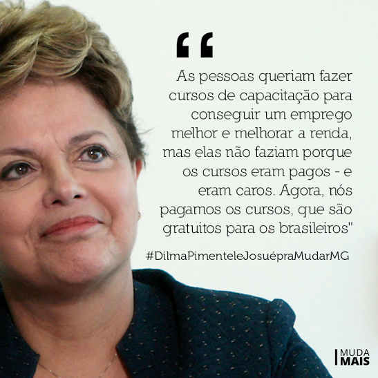 MudaMais's tweet image. #Pronatec #CSF #DilmaPimenteleJosuepramudarMG #dilmamudamais #maismudancamaisfuturo