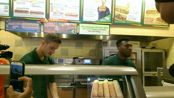 BtaO 9VIIAAv ju Liverpools Daniel Sturridge & Jordan Henderson make sandwiches at a Boston Subway [Pictures]