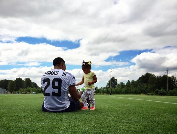 Seahawks's tweet image. .@Earl_Thomas giving out some #freesafetyadvice to his daughter after camp.