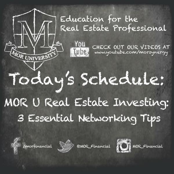 MOR_Financial's tweet photo. NEW Mor U: 3 Essential Networking Tips #morfinancial #realestate #realestateeducation @REEDC @RDT_RealEstate http://t.co/vjmF0B4thH