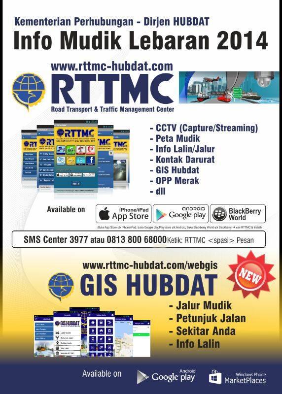 Pantauan jalur mudik lebaran dpt anda akses melalui smartphone dgn cara instal RTTMC dari platform anda #RTTMC2014