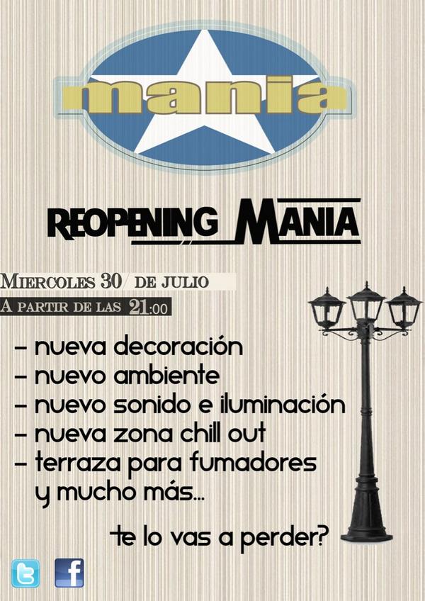 Mania_Pub's tweet photo. Después de una larga espera, este miércoles volvemos con más ganas que nunca!! http://t.co/1xeGTmYmuJ