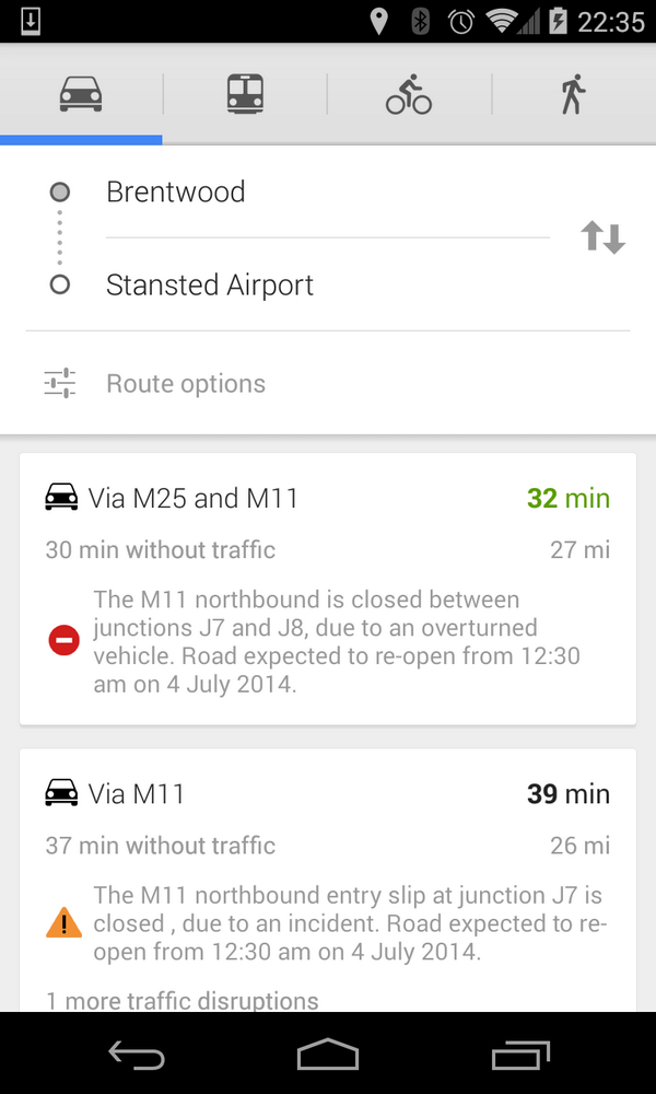rddave's tweet image. Why did @googlemaps want to send me up the M11 when it was closed? #SatNavFail (was a month ago, open now!)
