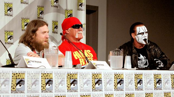 WWE's tweet image. Check out the best photos from yesterday's AMAZING @WWE &amp;amp; @Mattel panel at #SDCC! trib.al/1TUuelO @Sting