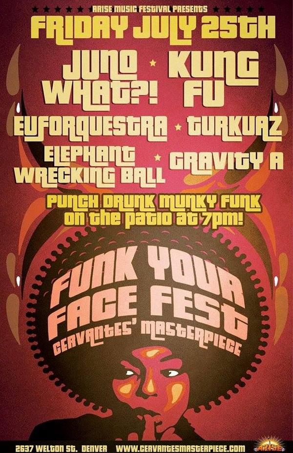 GrooveMusicFest's tweet image. Funk Your Face Fest TONIGHT featuring @JunoWhat @KungFuTunes @euforquestra @Turkuaz &amp;amp; more at @CervantesDenver!