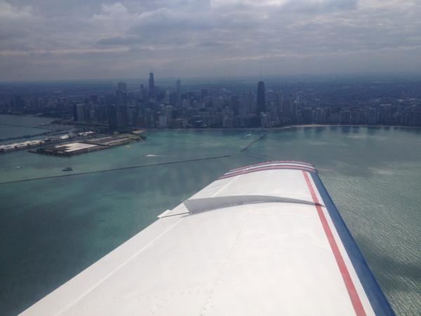 On the way to AirVenture in Oshkosh, Wisconsin- heavy rains forced me off the lake to do a Chicago fly-by...