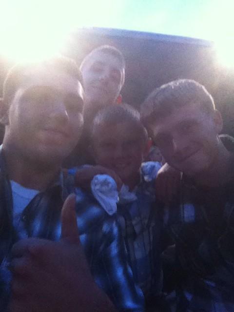 T_Welch_'s tweet image. Coleton, Dane, and I can't help but love this little shit #ButHe'sOurLittleShit @littleamishboy @WalshDane