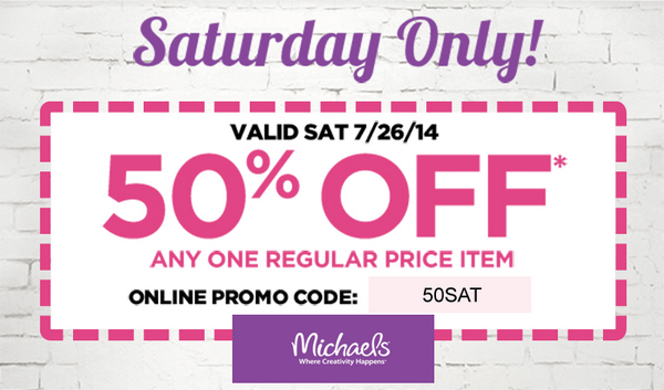 MichaelsStores's tweet photo. Do your craft dance &amp; save 50% on a reg price item TOMORROW ONLY! Online code: 50SAT  Coupon: http://t.co/fV1KCN4zkD http://t.co/8291hUPuYQ
