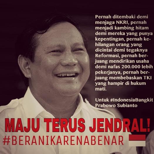 victorymlg's tweet photo. Maju Terus Jendral! #BeraniKarenaBenar @M4ngU5il @cumarachel @Gerindra @pkspiyungan @PKSejahtera http://t.co/QMskgLGJaq