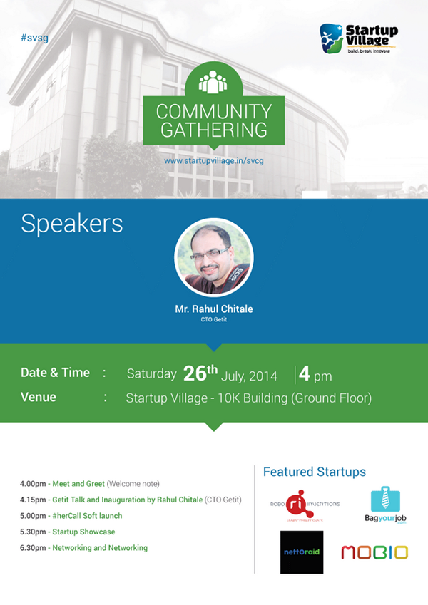 Roboinventions's tweet photo. Catch us at Startup Village Community Gathering, 4 pm today. http://t.co/R0zuKcZmPy