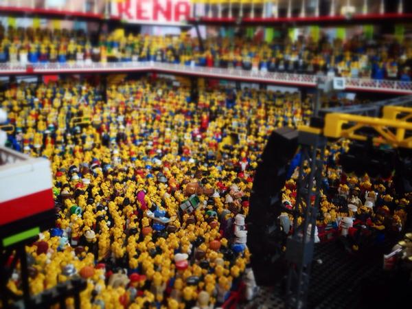 Everything is awesome! Metalica playing <a href="/UniOfYork/">University of York</a> Ron Cooke Hub... In Lego stadium