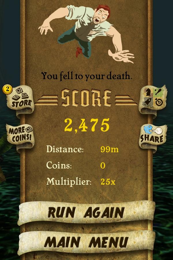 I got 2,475 points while escaping from demon monkeys. Beat that! bit.ly/TempleRunGame #TempleRun👸👹