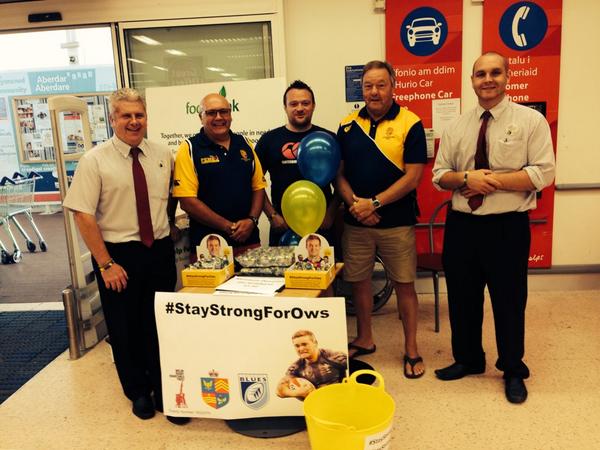 TAberdare's tweet photo. Supporting Owen Willams at Tesco Aberdare today! Bands for a small donation. #StayStrongForOws @clarefernquest1 http://t.co/v8FwfSIiAl